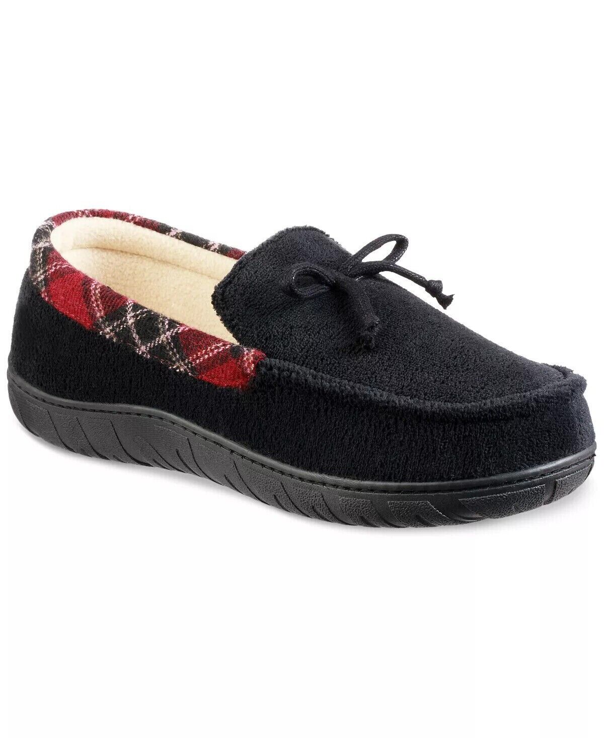TOTES Toasties MENS Memory Foam Slippers, BLACK, XL 11-12