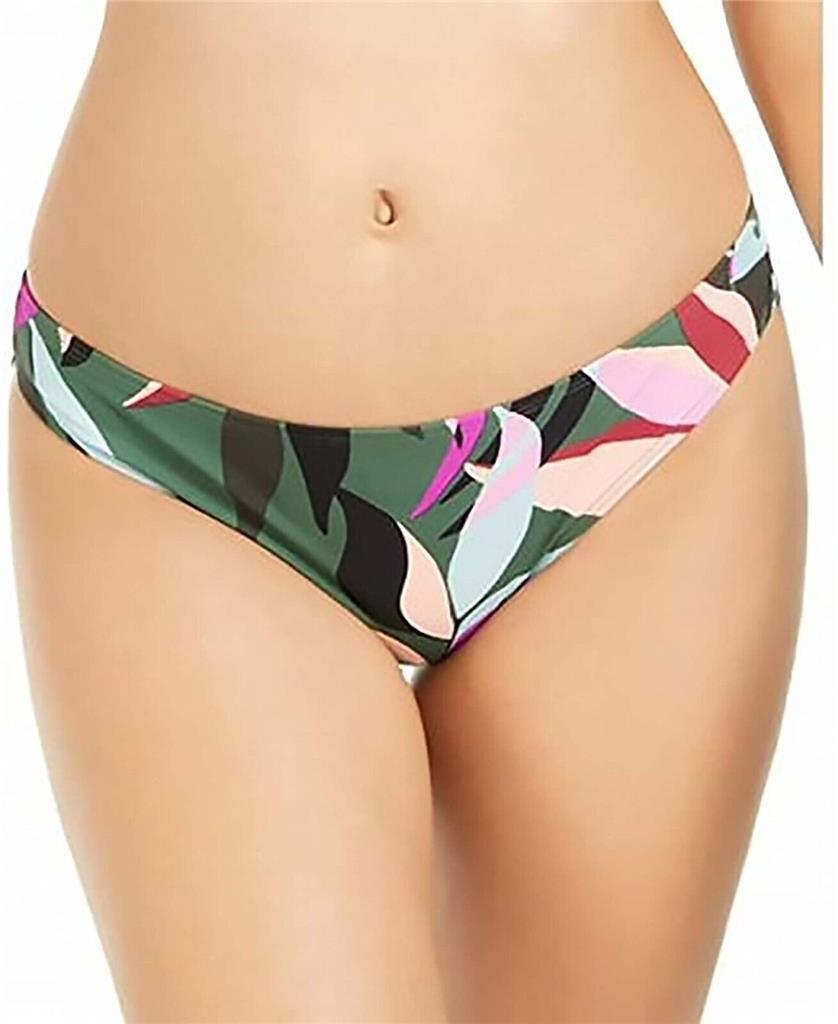 Hula Honey Juniors' Hyper Tropics Printed Hipster Bikini Bottom (Olive Multi, S)