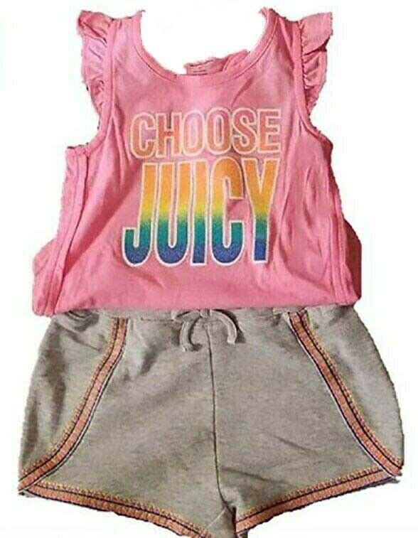 Juicy Couture Girl's 2-Piece Tank and Shorts Set, Pink Multi