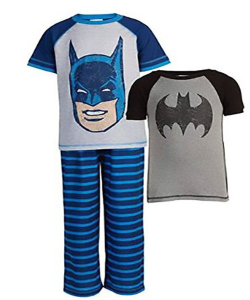 DC Comic Batman Little Boys' 3 Piece Sleepwear Set, BATMAN (BLUE)