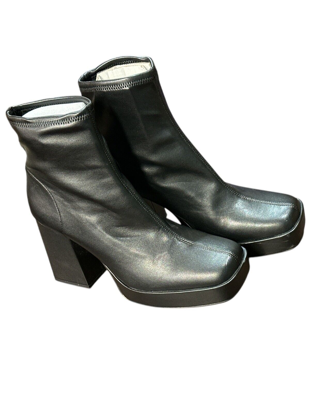 Zara Women's  Leather Ankle Boot Black Size 10- 41