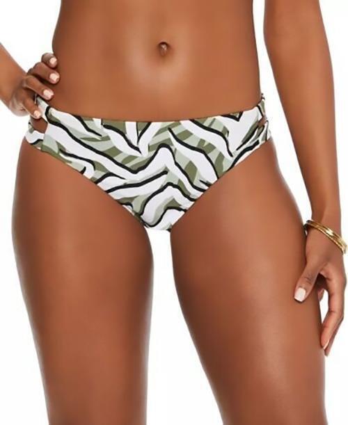 BAR III Women's Strappy Sides Hypno Beach Hipster Swimsuit Bottom Summer Sage M
