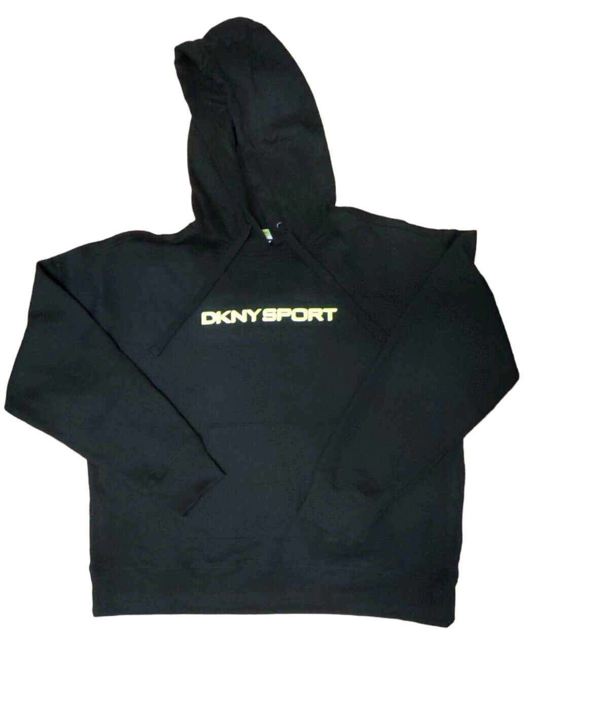 Dkny Sport Ladies Kangaroo Pocket Logo Hoodie, Black, Size Medium