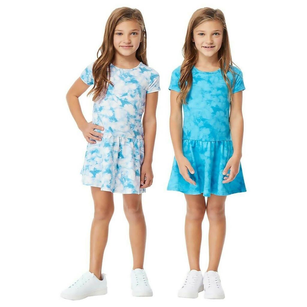 32 Degrees Girls 2 pack Ultra Soft Dress, BLUE ATL- TEAL, 2T 