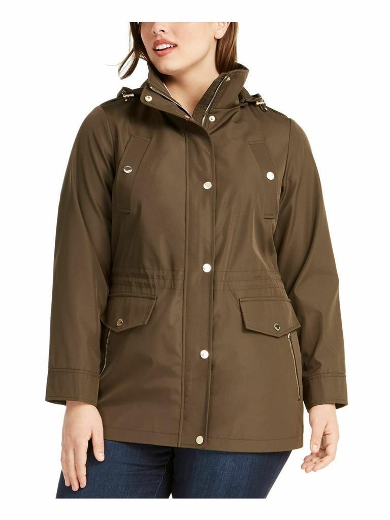 Authentic Michael Kors Women's Hooded Anorak Jacket Large, Dark Loden  MSRP:$180
