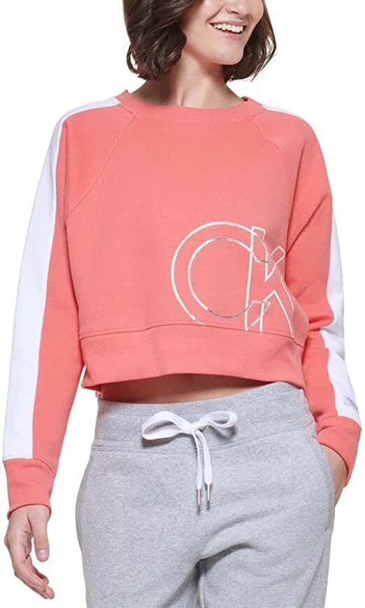 Calvin Klein Performance Women's Long Sleeve Crew Neck Crop Fleece Pullover, XXL