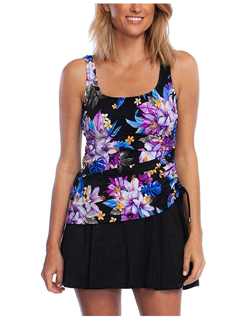 Rose Marie Reid Ladies' Swim Dress, FLORAL, S