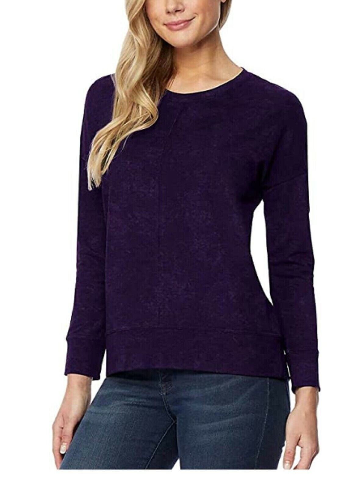 32 DEGREES Ladies' Crew Neck Lightweight Warmth Fleece Pullover, PURPLE, L 