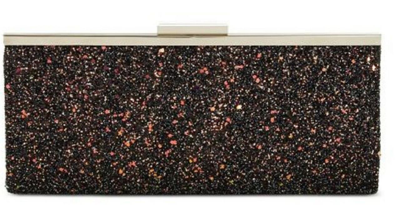 INC International Concepts Carolyn Cake Glitter Clutch Bag, CHARCOAL 