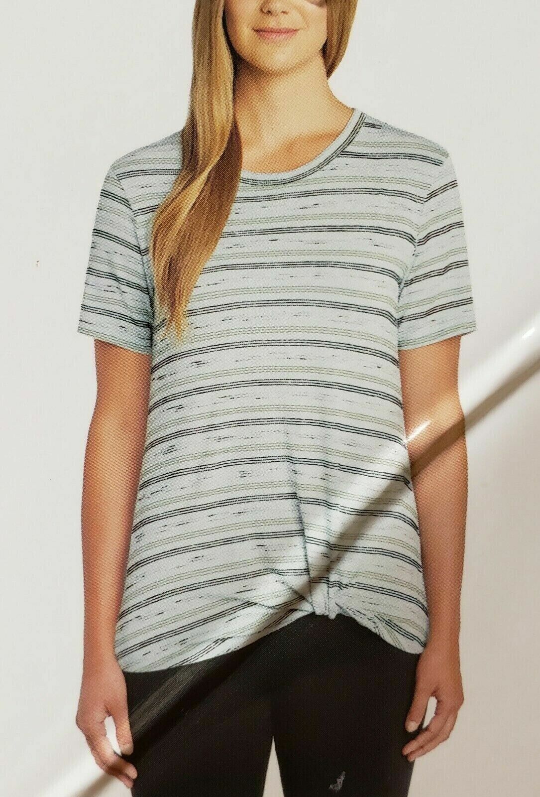 Matty M Scoop Neck Front Tie Knot Short Sleeve Shirt -LARGE