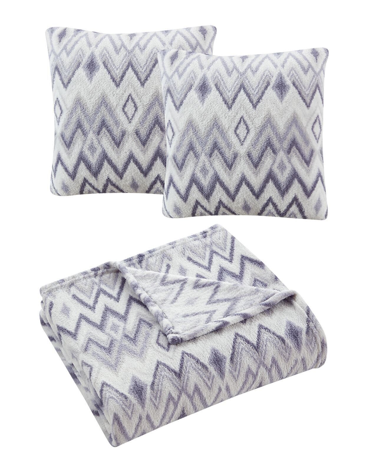 Morgan Home Fashions Prints 3 Pack Decorative Pillows & Throw Set, Blue