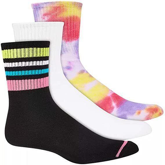 Jenni Women's 3-pk Assorted Crew Socks, Shoe Size 5-9 Sock Size 9-11