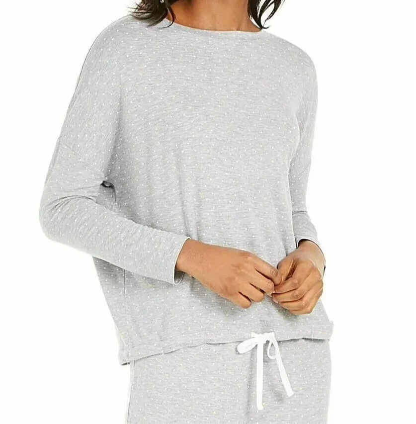 Alfani Women's Okeo-Tex Tie-Waist Sleep Top, Scatter Dot (Grey), Large