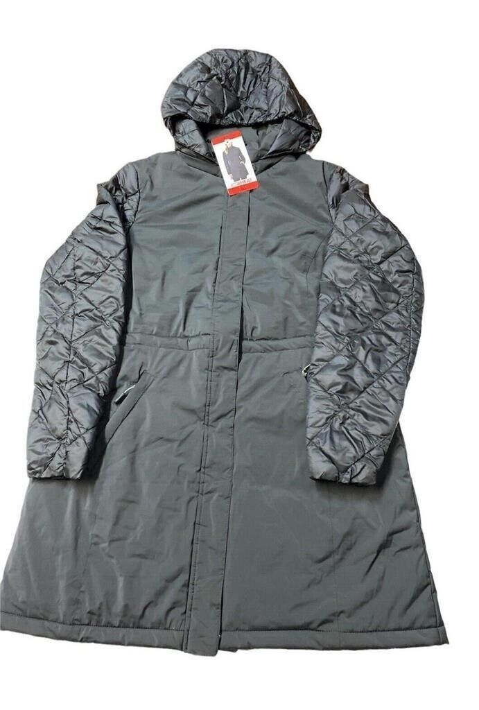 32 DEGREES Heat Women's Puffer Hoodie Jacket, BLACK, Medium