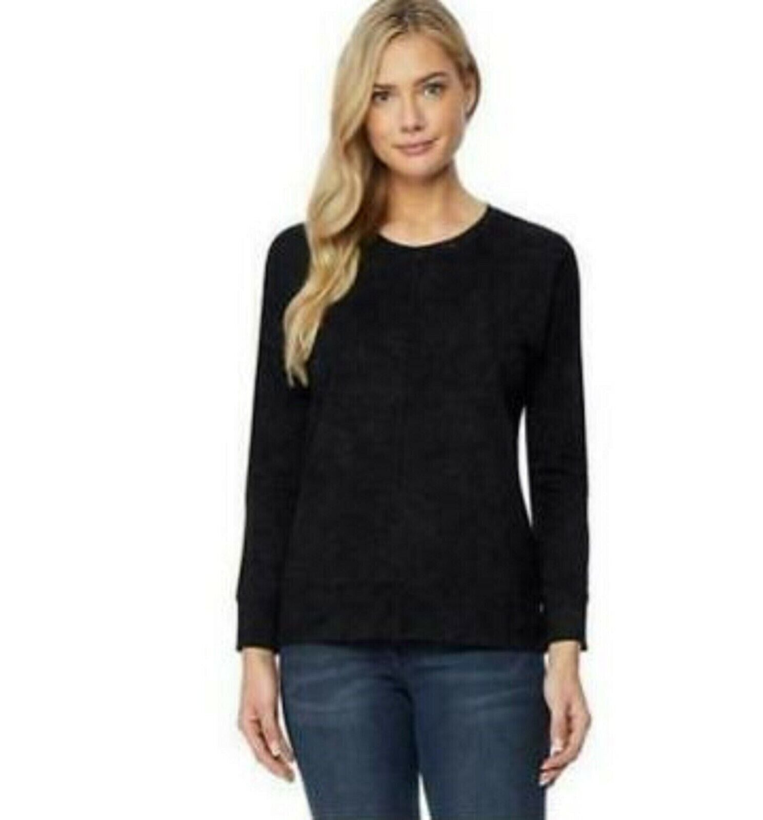 32 DEGREES Ladies' Crew Neck Lightweight Warmth Fleece Pullover, BLACK , XL