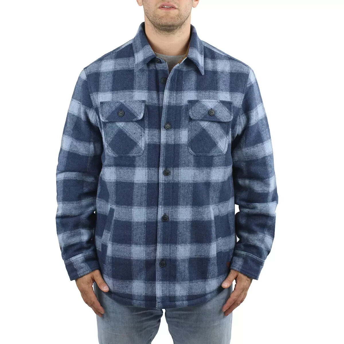 Jachs Men’s Wool Blend Fleece Lined Shirt Jacket, BLUE, XL