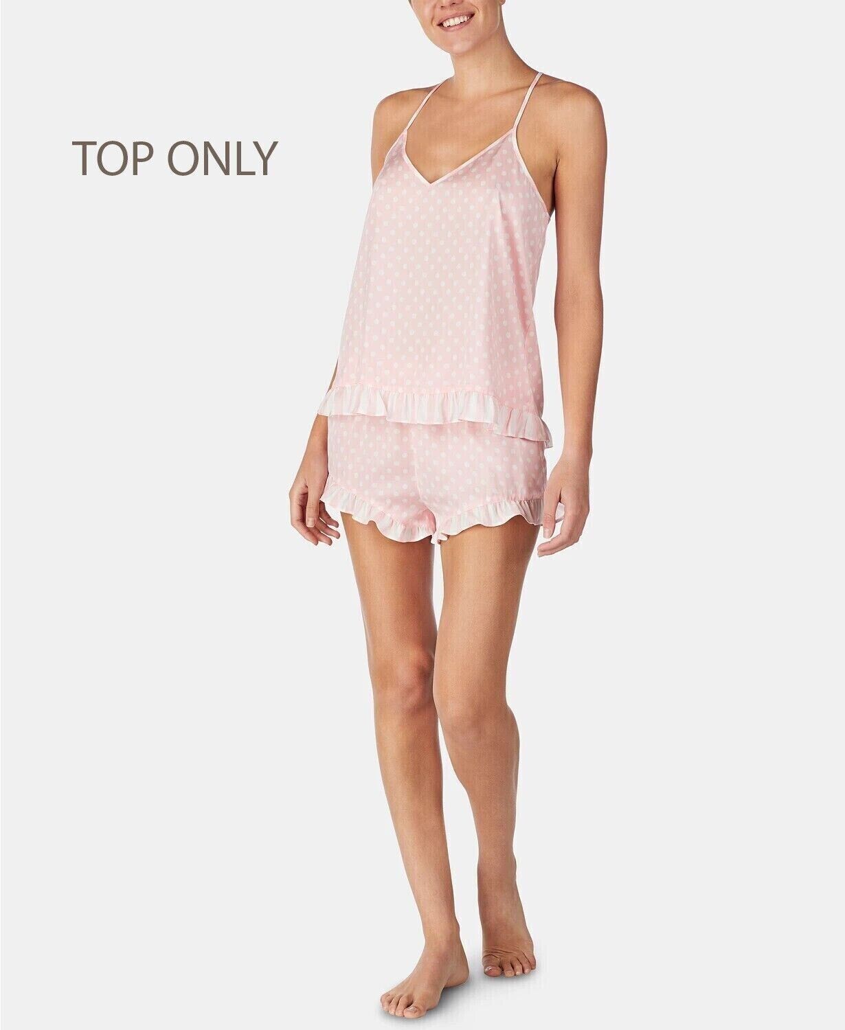 Betsey Johnson Women's Ruffled Printed Cami Pajama Top, Blush Dot, S