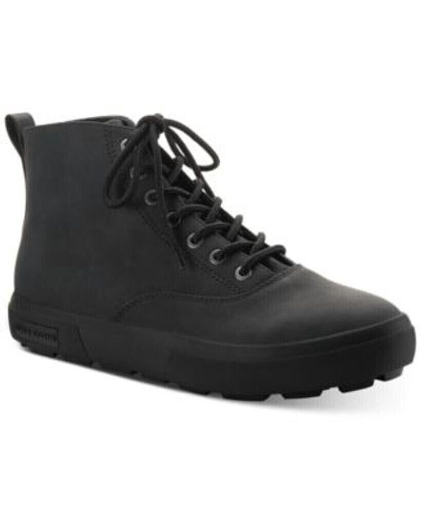 SUN+STONE Men's Gunner Faux-Leather Lace-Up Boots, Black, Size 8.5M
