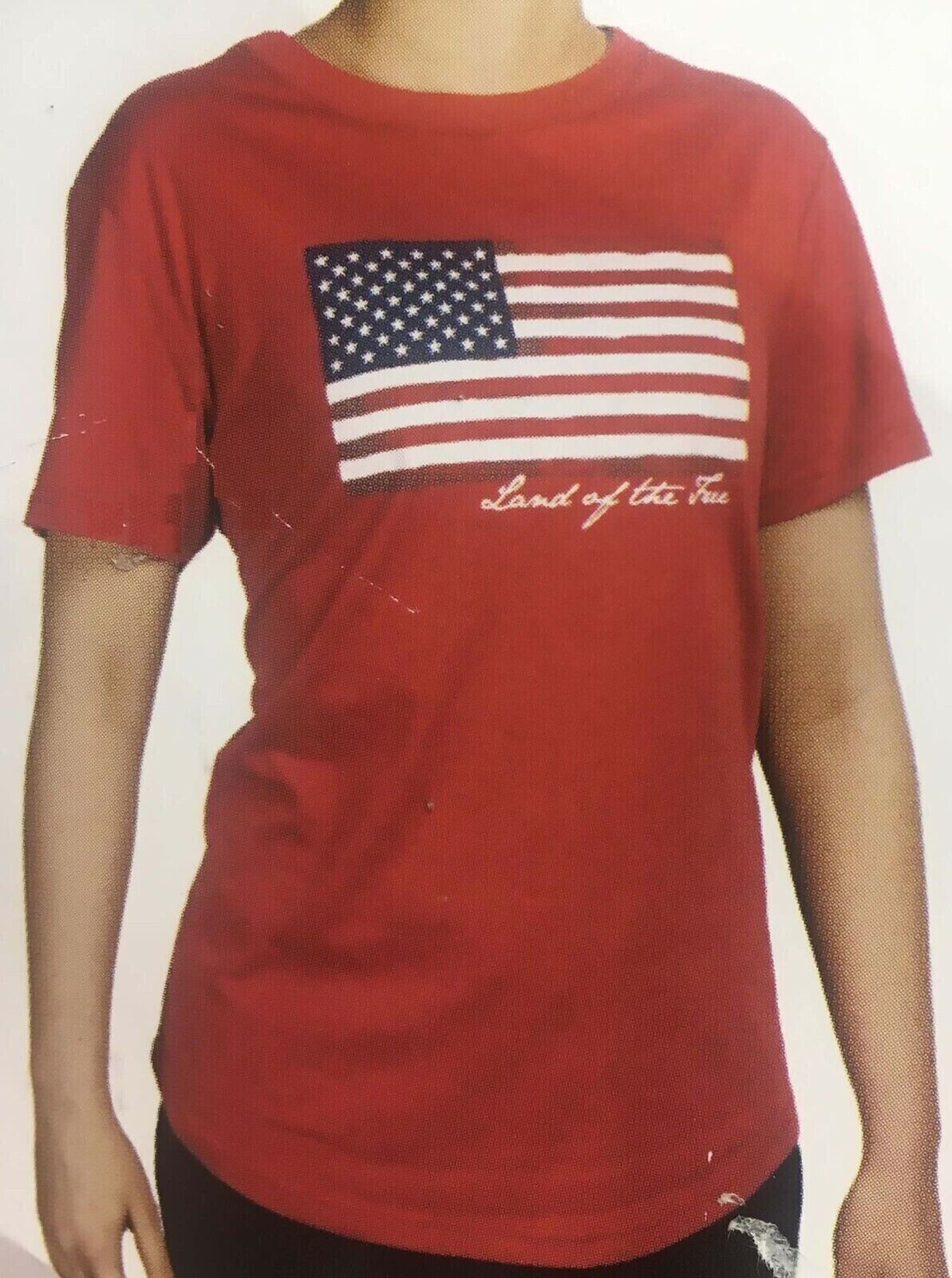 Galt Women's Land of the Free Printed Flag Graphic T-Shirt, RED, M