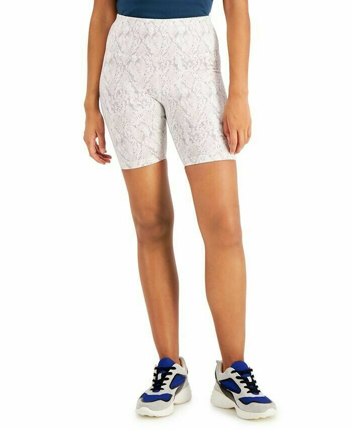 INC International Concepts Snakeskin-Print Bike Shorts, XXX-Large Light Grey