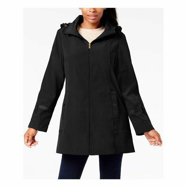 Authentic JONES NY Womens Zippered Hooded Coat, BLACK, PXS MSRP: $180