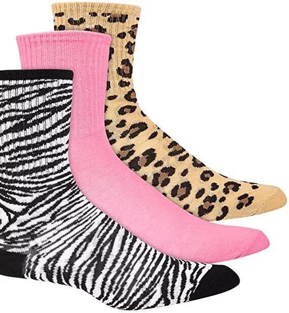Jenni Women's 3-pk Animal-Print Crew Socks, Shoe Size 5-9 Sock Size 9-11