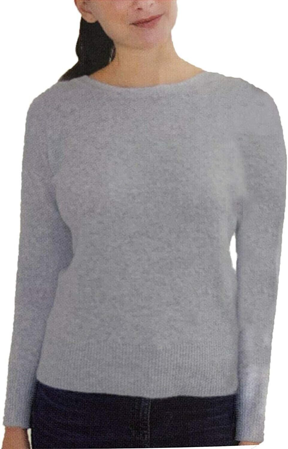 Ellen Tracy Women's Long Sleeve Pullover (L, Stone Grey HTR)