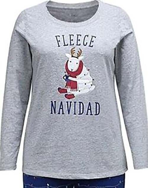Family Pajamas Women's Fleece Navidad Family Pajama Top ONLY Gray X-Large