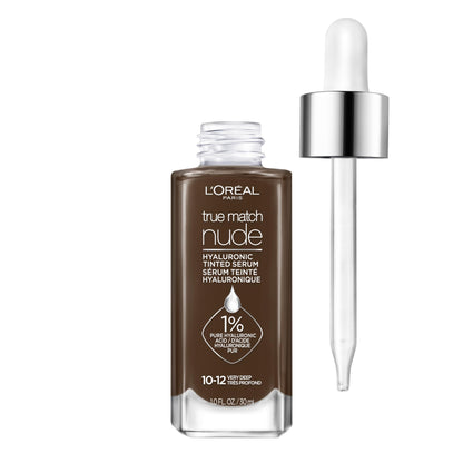 L'Oreal Paris True Match Nude Hyaluronic Tinted Serum Foundation with 1% Hyaluronic acid, Medium 4-5, 1 fl. oz.
