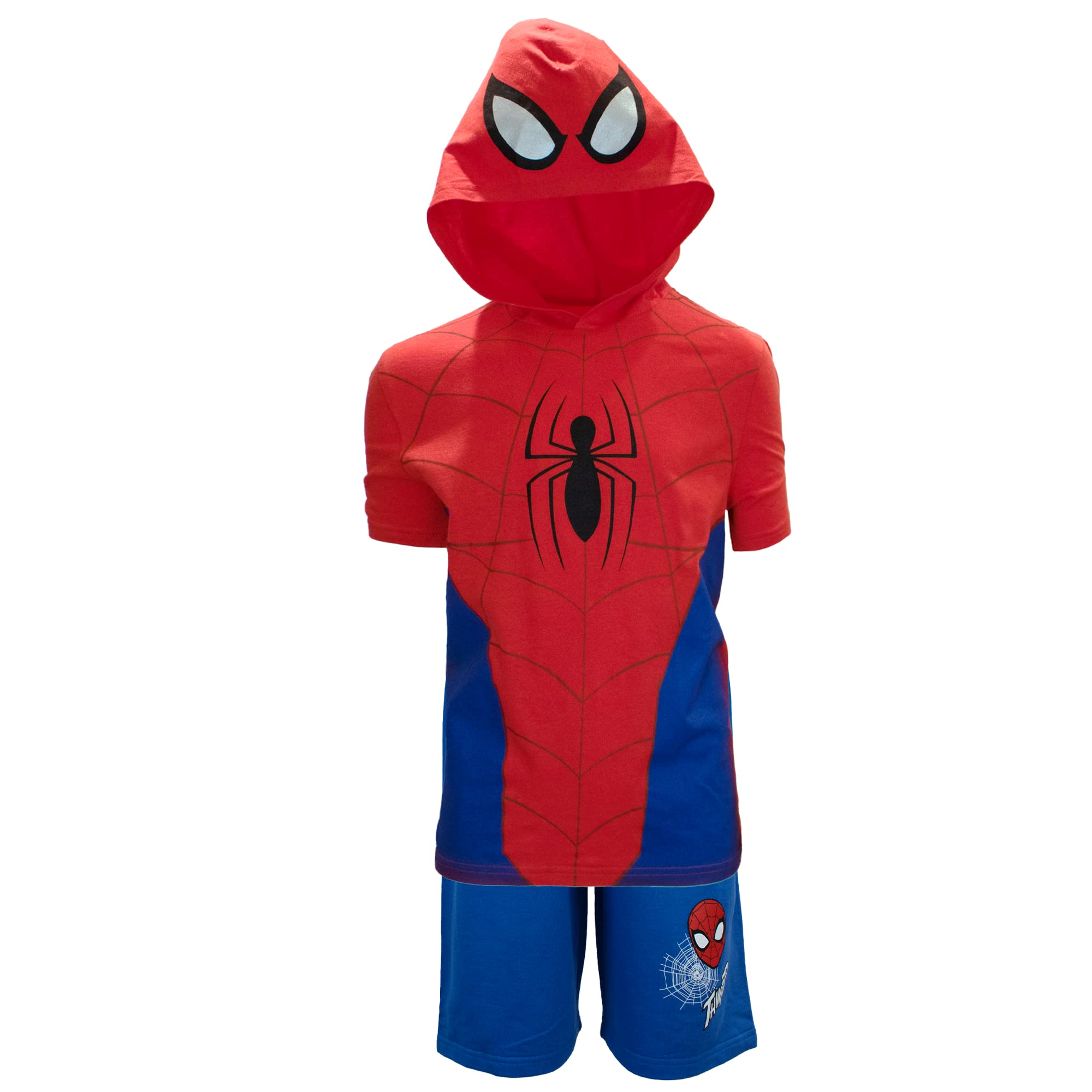 Marvel Avengers Superheroes Miles Morales Black Panther Boys Short Sleeve Hoodie T-Shirt & Shorts Athleisure Short Set