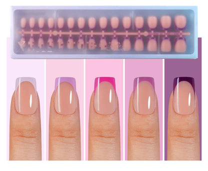 Misssix XBASICTIPS French Tip Press On Nails, 150 Pcs Short Square French Gel Nail Tips, Soft Gel Pre-shaped No File Need Fake Nails for Nail Art DIY Extension Designs, 15 Sizes