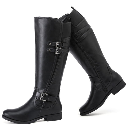 Women's Knee High Boots Stylish Comfort Round Toe Tall Riding Combat Boot Classic Fashion Fall Winter Boots for Women.