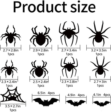 3D LED Halloween Wall Decor – Light-Up Bat & Spider Stickers for Haunted House, Home, Bar & Spooky Party Decorations (12 Bats + 9 Spiders)