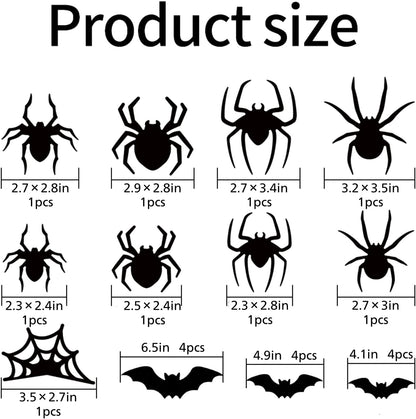 3D LED Halloween Wall Decor – Light-Up Bat & Spider Stickers for Haunted House, Home, Bar & Spooky Party Decorations (12 Bats + 9 Spiders)
