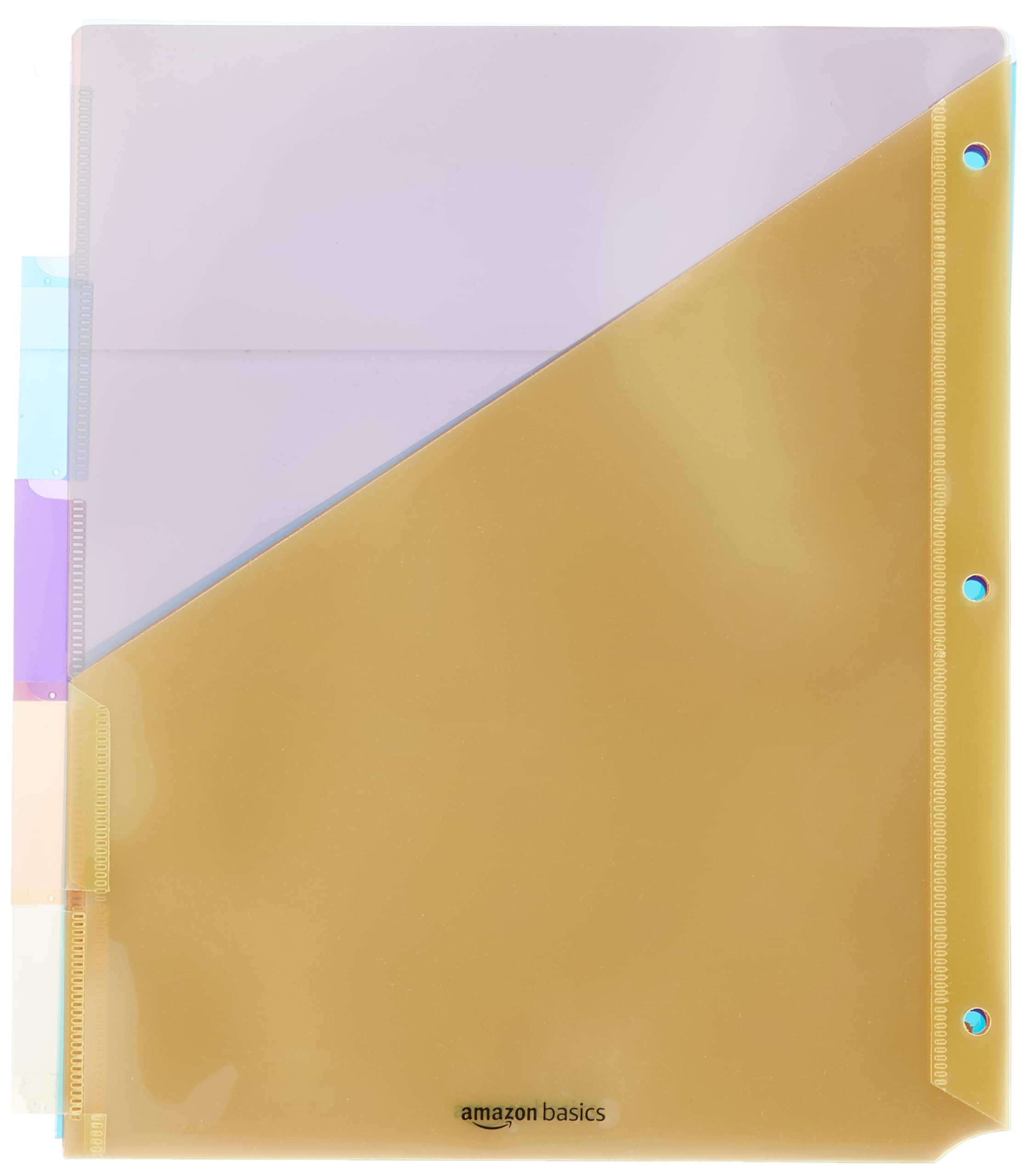 Amazon Basics Tab Dividers for 3 Ring Binder, Two Pocket, Letter Size, Assorted Colors, 24 Count
