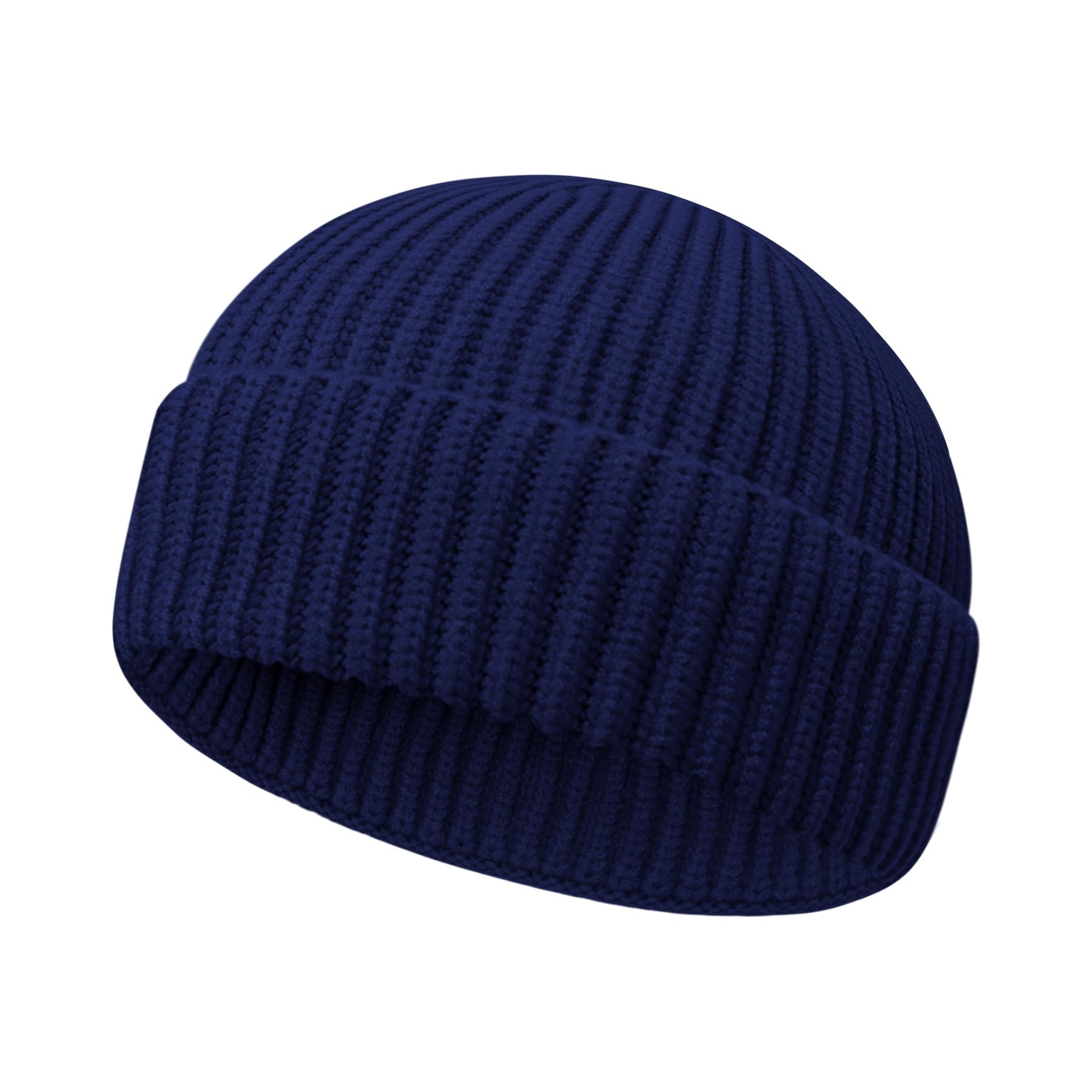Wool Fisherman Beanies for Men Women Short Cuff Knit Beanie Winter Warm Hats Trawler Hat Stylish Watch Cap