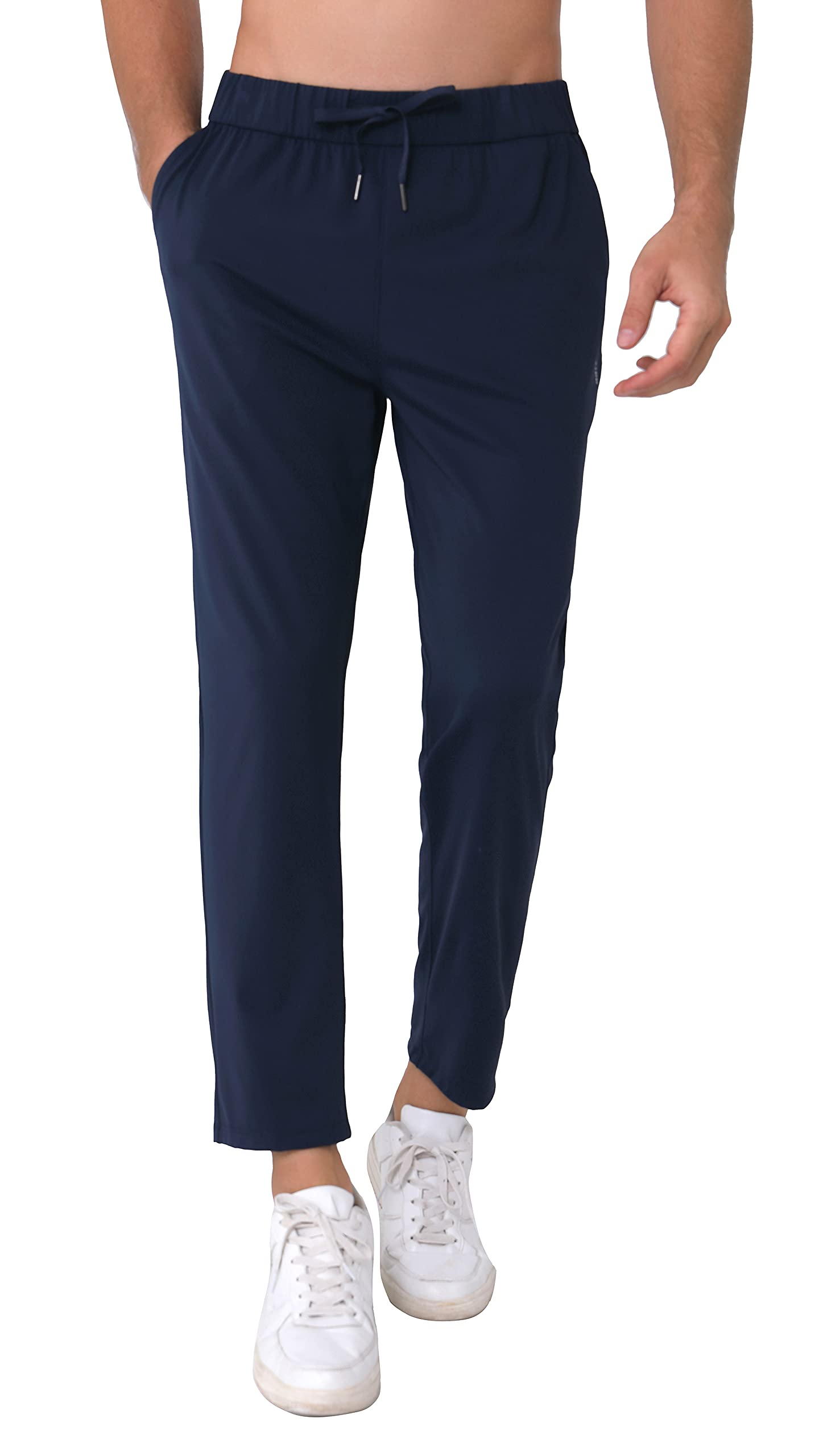 Mens Stretch Travel Pants 27" Inseam Quick Dry Light Weight Sweatpants Workout Casual Joggers with Pockets