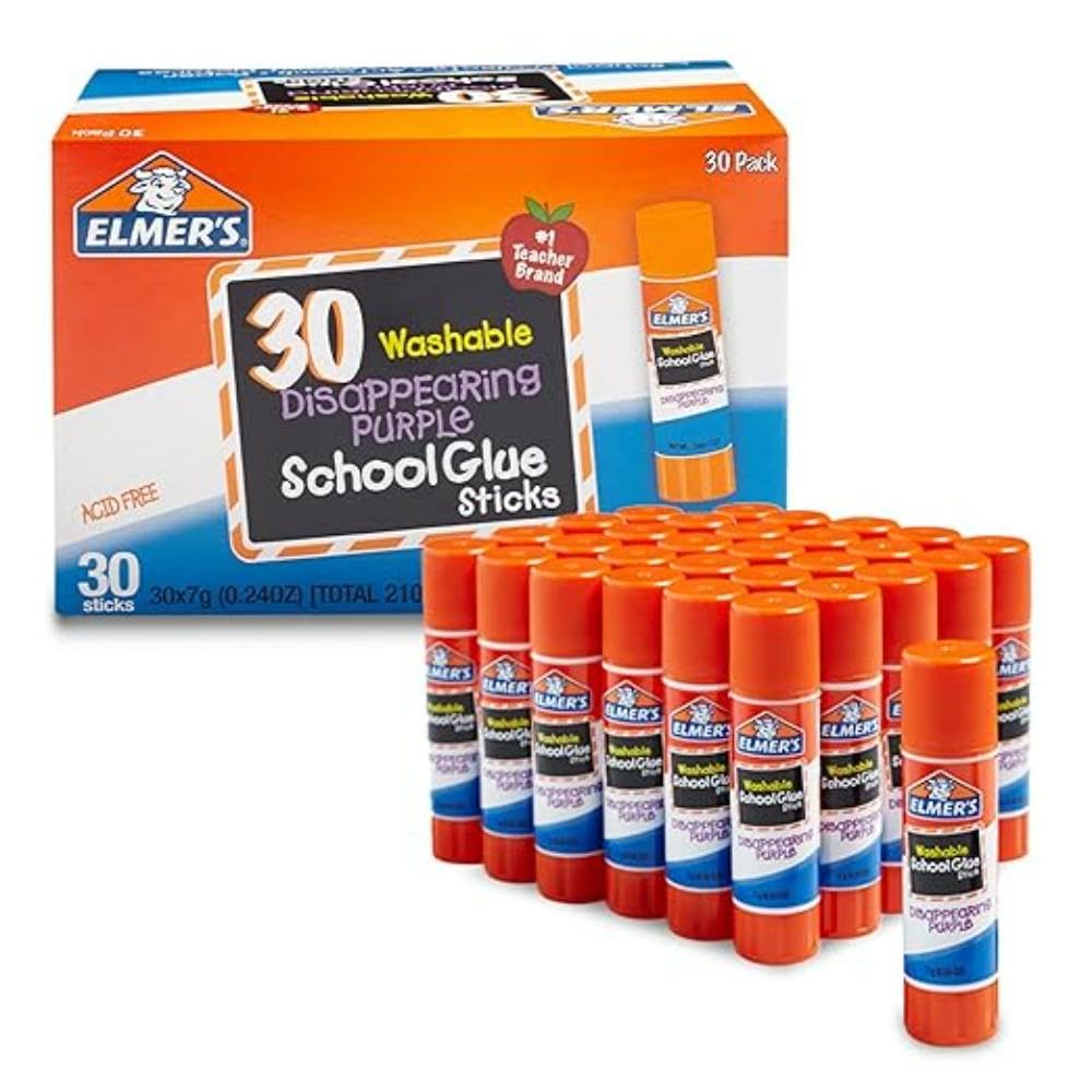 Elmer's Disappearing Purple School Glue Sticks Washable 7 Grams 60 Count