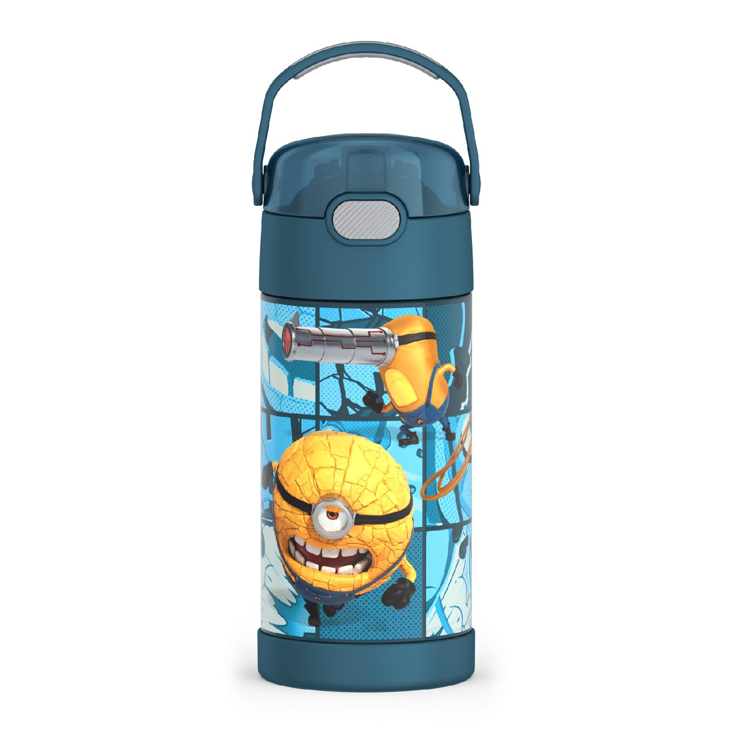 THERMOS FUNTAINER Water Bottle with Straw - 12 Ounce - Kids Stainless Steel Vacuum Insulated Water Bottle with Lid, Minecraft