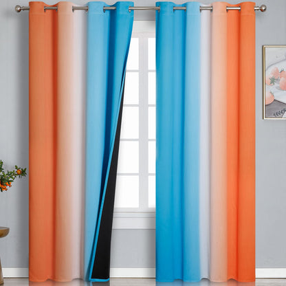 Estelar Textiler Beige and Greyish White Blackout Curtains for Living Room, Full Room Darkening Gradient Drapes for Bedroom, Thermal Insulated Ombre Grommet Curtains for Dining Room,52Wx84L,2 Panels