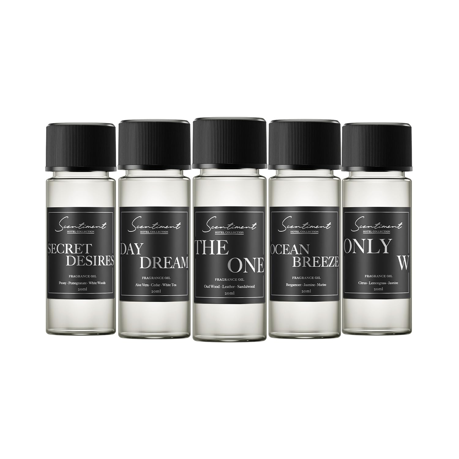 Hotel Diffuser Oil | Aromatherapy Fragrances Inspired by 5-Star Hotels | Luxurious Scents with Notes of Cardamom, Tuscan Leather, and Sandalwood (20ml, Top 5 Scents)