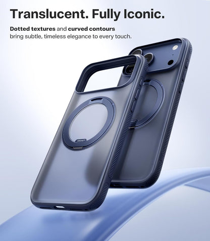 TORRAS 360 Magnetic Stand for iPhone 17 Pro Max Case, [Fit for MagSafe] [4X Military-Grade Protection] Slim Case for iPhone 17 Pro Max, 6.9", Translucent Deep Blue, Ostand O3 Fitness Series