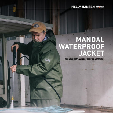 Helly-Hansen Workwear Mandal Adjustable Waterproof Jackets for Men - Heavy Duty Comfortable PVC-Coated Protective Rain Coat