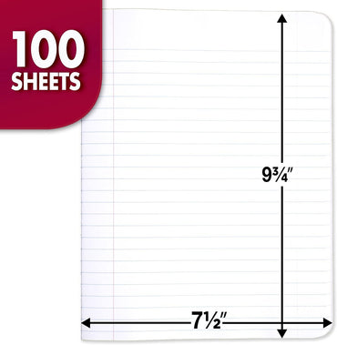 Mead Composition Notebook, Wide Ruled Paper, 7-1/2" x 9-3/4", 100 Sheets, Assorted Colors, 12 Pack (73389)