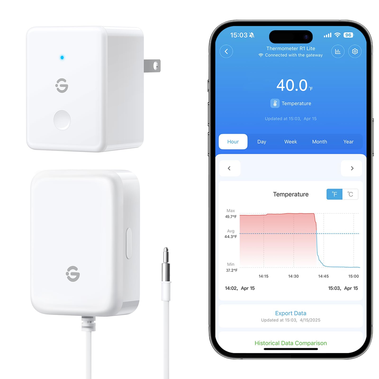 GoveeLife WiFi Refrigerator Thermometer with Alarm, Wireless Digital Freezer Temperature Gauge with App Control, 2 Years Free Data Export, for Home Kitchen Fridge Hot Tub 2 Pack