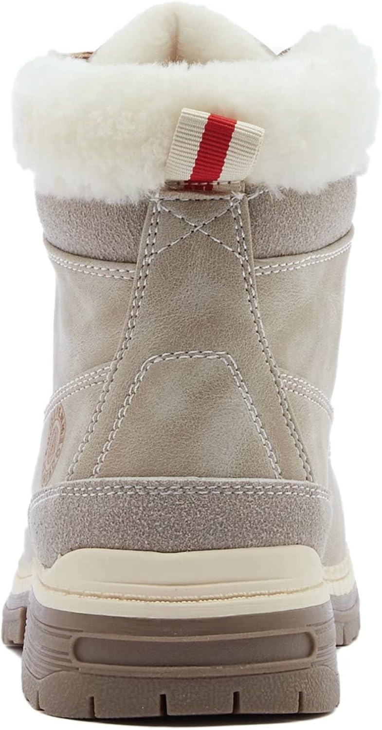 ANJOUFEMME Womens Hiking Snow Winter Boots - Waterproof Work Ankle Boots for Women Comfortable Warm Fur Boots for Backpacking Cycling