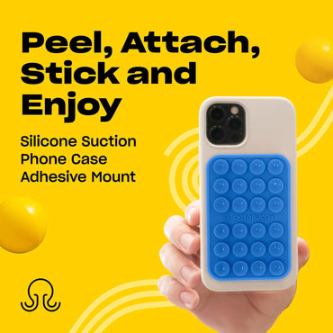OCTOBUDDY Classic MAX - Silicone Suction Phone Case Adhesive Mount - Hands-Free, Strong Grip Holder for Selfies and Videos - iPhone and Android Compatible - 2.6″ x 3.9″, Baby Blue Jay