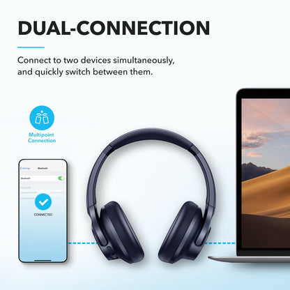Soundcore by Anker Q20i Hybrid Active Noise Cancelling Headphones, Wireless Over-Ear Bluetooth, 40H Long ANC Playtime, Hi-Res Audio, Big Bass, Customize via an App, Transparency Mode (Pink)