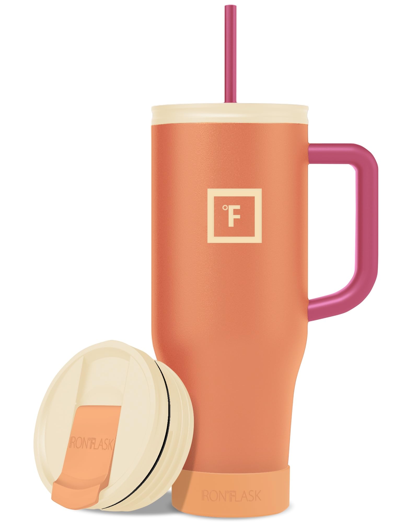 IRON °FLASK Co-Pilot Insulated Mug w/Straw & Flip Cap Lids - Cup Holder Bottle for Hot, Cold Drink - Leak-Proof - Water, Coffee Portable Travel Mug - Aurora, 40 Oz