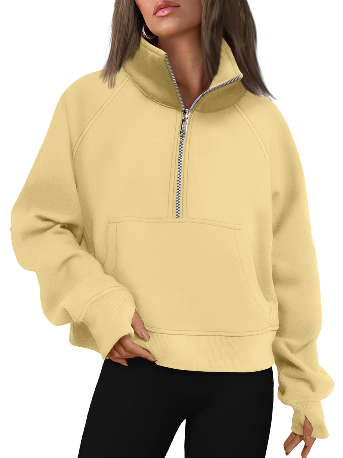 AUTOMET Womens Sweatshirts Half Zip Cropped Pullover Fleece Quarter Zipper Hoodies 2025 Fall Fashion Outfits Clothes
